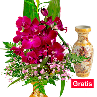 Ming Vase mit asiatischen Orchideen