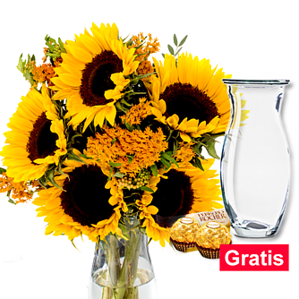 Blumenstrauß Summer Dream mit Vase & 2 Ferrero Rocher