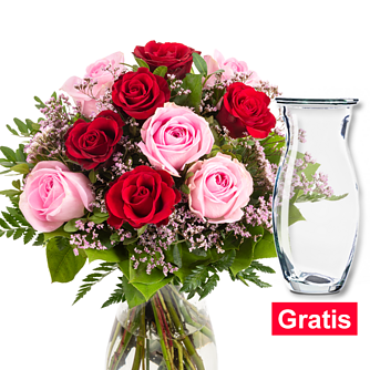 Blumenstrauß Rosenkuss mit Vase