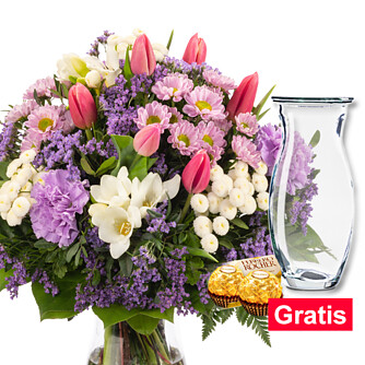 Blumenstrauß Blütenmeer mit Vase & 2 Ferrero Rocher