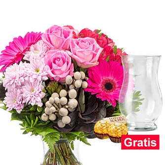 Blumenstrauß Tagtraum mit Vase & 2 Ferrero Rocher