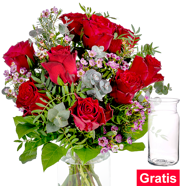 Rosenstrauß Rosenliebe mit Vase