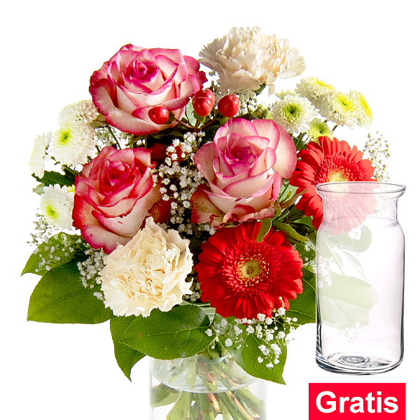 Blumenstrauß Lieber Gruß mit Vase