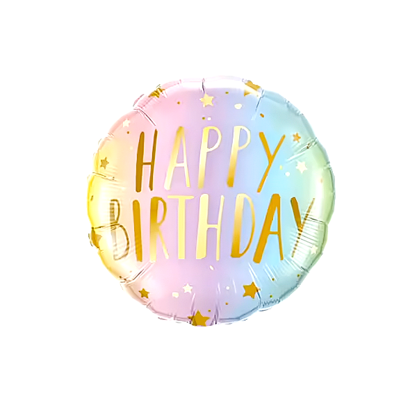 Heliumballon-Geschenk "Happy Birthday" Rainbow Pastell Set