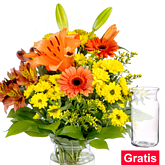 Blumenstrauß Sonnenstrahl mit Vase